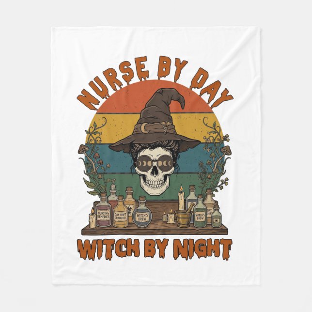 Nurse Day Witch Night Halloween Skull Potions_1 Fleece Blanket (Front)