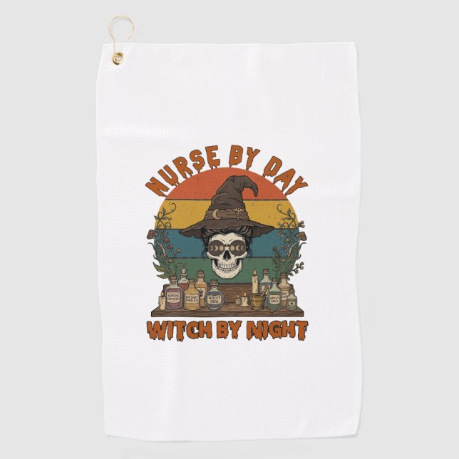 Nurse Day Witch Night Halloween Skull Potions_1 Golf Towel (Front)