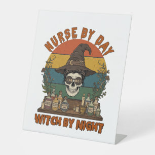 Nurse Day Witch Night Halloween Skull Potions_1 Pedestal Sign