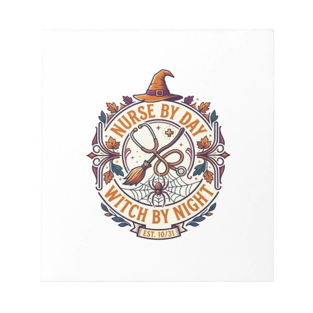 Nurse Day Witch Night Halloween Stethoscope Broom_ Notepad (Front)