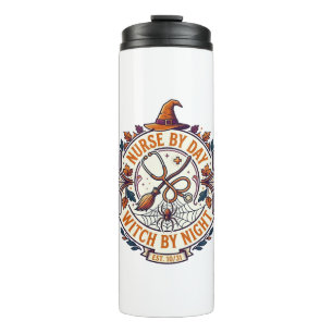 Nurse Day Witch Night Halloween Stethoscope Broom_ Thermal Tumbler