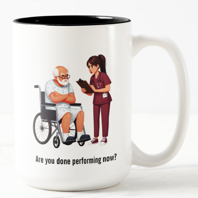 Nurse Dealing With Self Entitled Elderly Patient  Two-Tone Coffee Mug (Creator Uploaded)