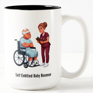 Nurse Dealing With Self Entitled Elderly Patient Two-Tone Coffee Mug