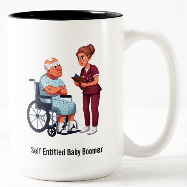 Nurse Dealing With Self Entitled Elderly Patient  Two-Tone Coffee Mug (Creator Uploaded)