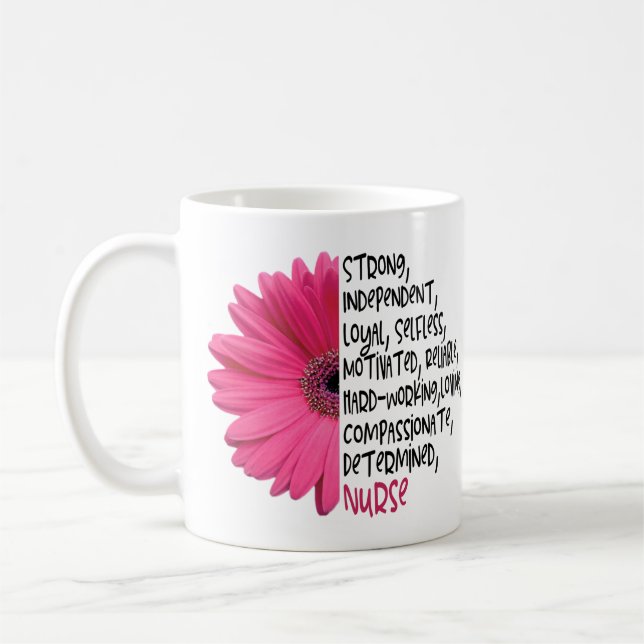 Nurse Definition Pink Daisy Essential Worker Coffee Mug (Left)