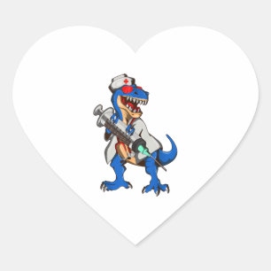 Nurse Dinosaur Nurse Heart Sticker