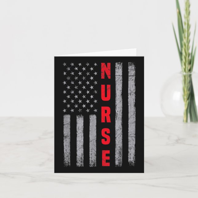 Nurse Distressed American Flag Design Nursing Card (Front)