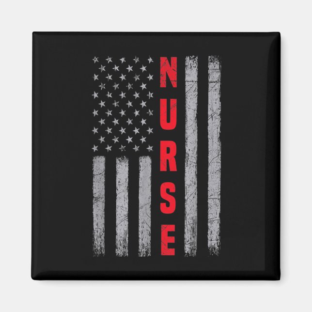 Nurse Distressed American Flag Design Nursing Magnet (Front)