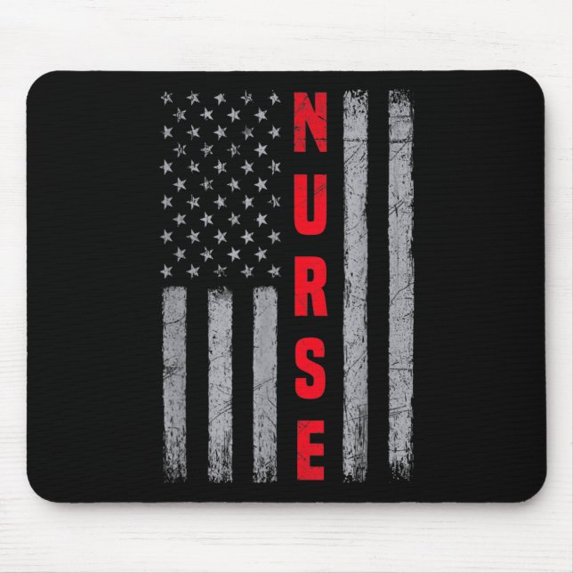 Nurse Distressed American Flag Design Nursing Mouse Pad (Front)
