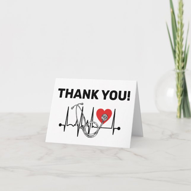 Nurse Doctor Medical Heart Stethoscope Nursing Thank You Card (Front)
