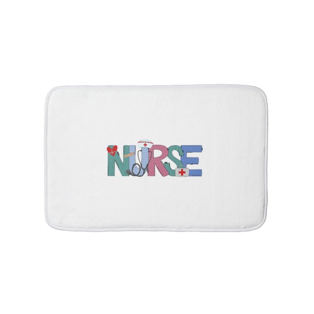 Nurse Doodle Life Heart Motivational Help Bath Mat (Front)