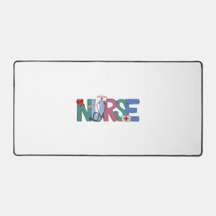 Nurse Doodle Life Heart Motivational Help Desk Mat