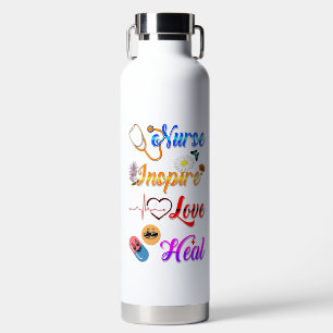Nurse Drinkware Inspire Love Heal Med Therapist Water Bottle