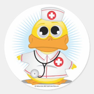 Nurse Duck Classic Round Sticker