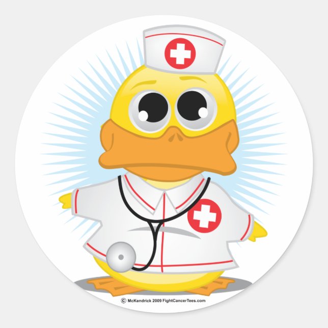 Nurse Duck Classic Round Sticker (Front)