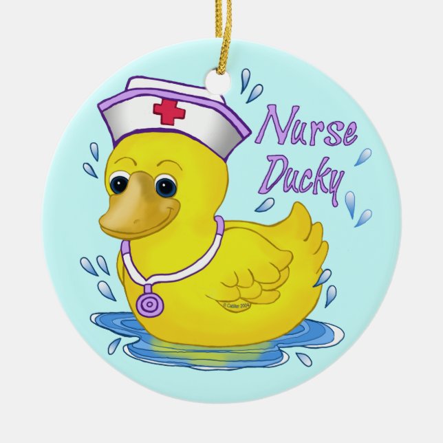 Nurse Ducky Ceramic Tree Decoration (Front)