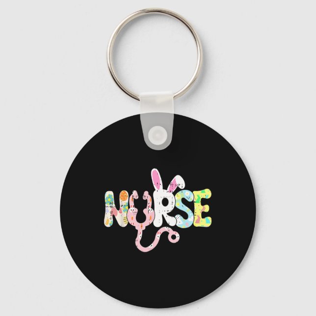 Nurse Easter Bunny Ears Spring Nursing Rn Men Wome Key Ring (Front)