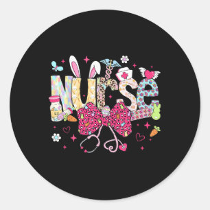 Nurse Easter Day Cute Coquette Stethoscope Nursing Classic Round Sticker
