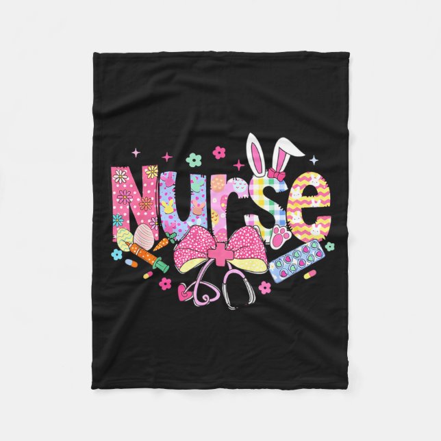 Nurse Easter Day Cute Coquette Stethoscope Nursing Fleece Blanket (Front)