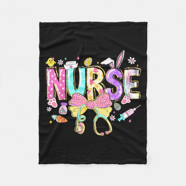Nurse Easter Day Cute Coquette Stethoscope Nursing Fleece Blanket (Front)