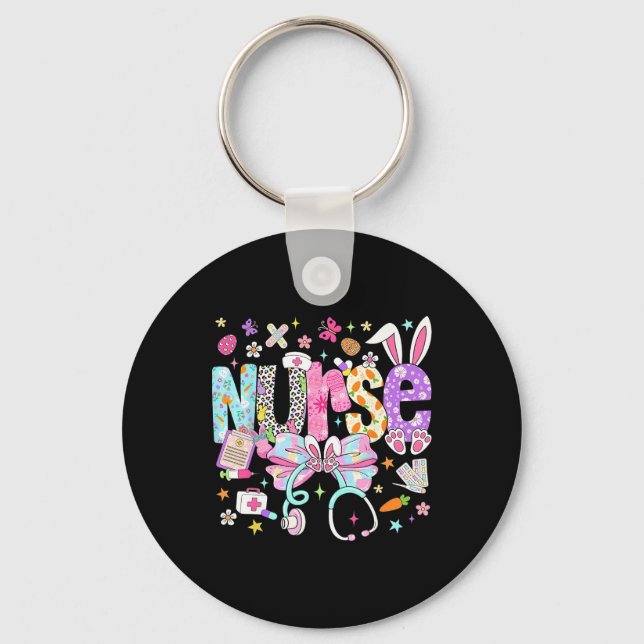 Nurse Easter Day Cute Coquette Stethoscope Nursing Key Ring (Front)