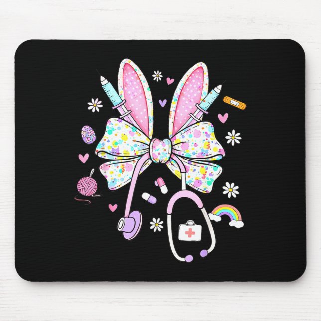 Nurse easter day cute coquette stethoscope nursing mouse pad (Front)