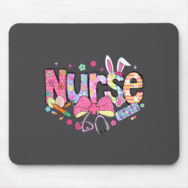 Nurse Easter Day Cute Coquette Stethoscope Nursing Mouse Pad (Front)