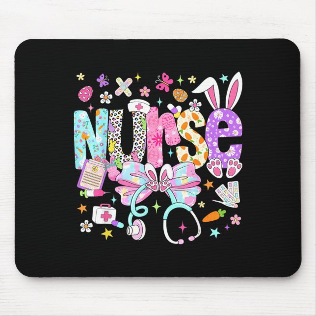 Nurse Easter Day Cute Coquette Stethoscope Nursing Mouse Pad (Front)