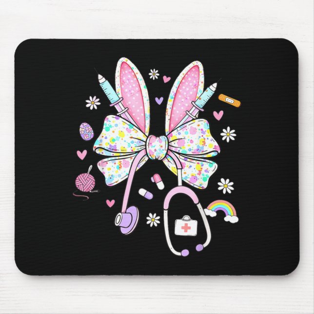 Nurse Easter Day Cute Coquette Stethoscope Nursing Mouse Pad (Front)