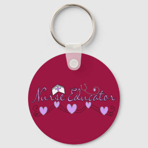 Nurse Educator Pink Hearts Design Key Ring
