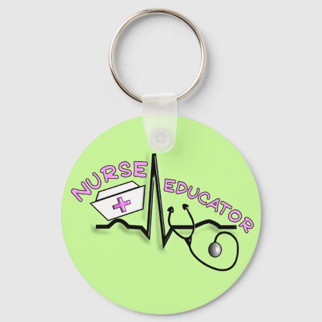 Nurse Educator QRS and Nurse Cap Design Key Ring (Front)
