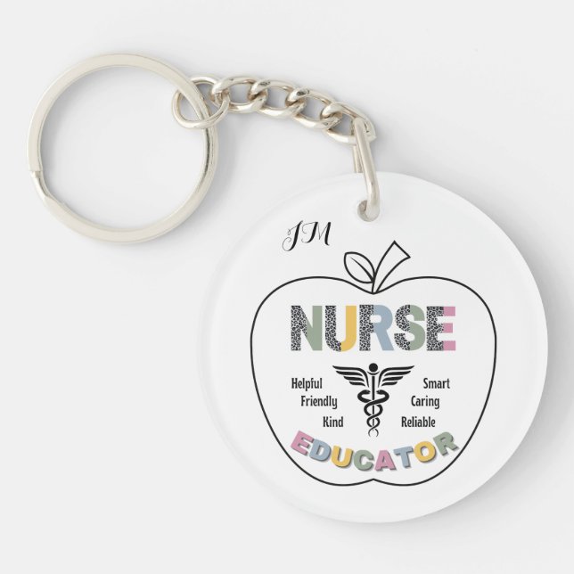 Nurse Educator Qualities/Apple Personalised Key Ring (Front)