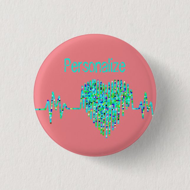 Nurse EKG heart 3 Cm Round Badge (Front)