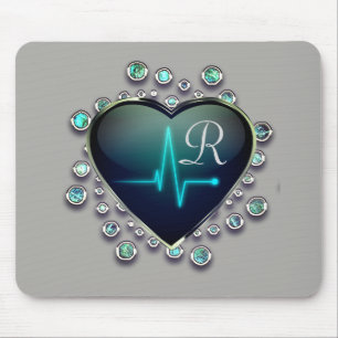 Nurse EKG heart and jewel mousepad