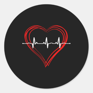 Nurse Ekg Hebeat Love Cardiogram Hollow Ecg He Pul Classic Round Sticker