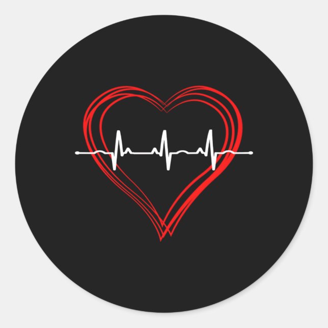 Nurse Ekg Hebeat Love Cardiogram Hollow Ecg He Pul Classic Round Sticker (Front)