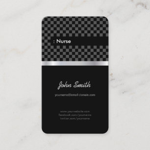 Nurse - Elegant Black Chequered Business Card