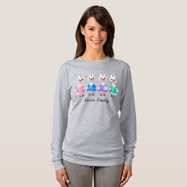 Nurse Emily Long Sleeve Gray Goose T-Shirt (Front Full)