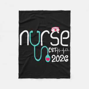 Nurse Est 2026 Rn Nursing School Graduation Gradua Fleece Blanket