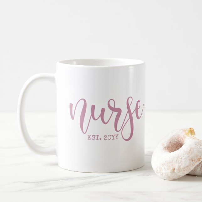 Nurse Est Custom Year Student Nurse RN graduation Coffee Mug (With Donut)