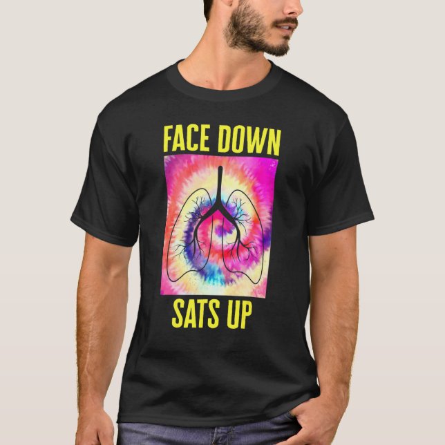 Nurse Face Down Sats Up Lungs Floral Health Care W T-Shirt (Front)
