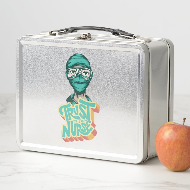 Nurse Face Mask Quote Metal Lunch Box (In Situ)