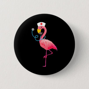 Nurse Flamingo Funny Flamingo Love Nursing 6 Cm Round Badge
