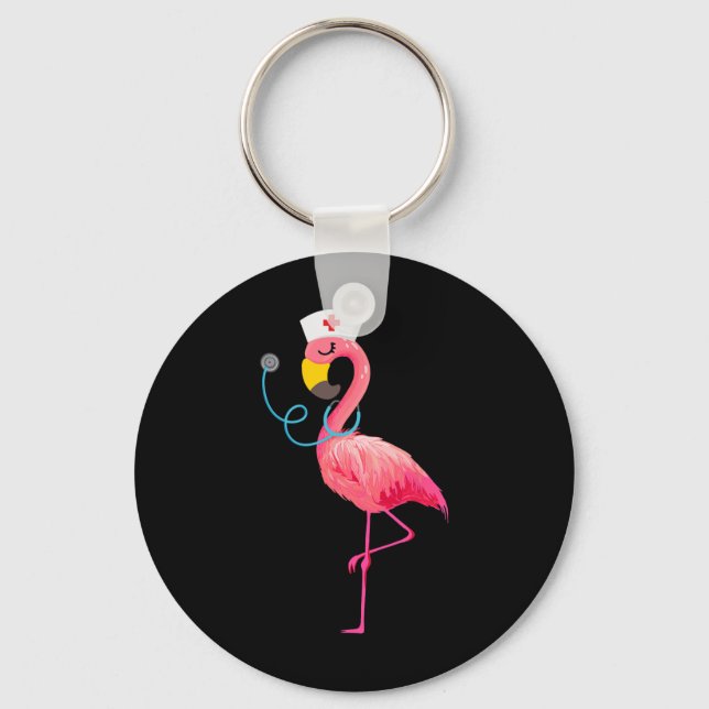 Nurse Flamingo - Funny Flamingo Lover Nursing  Key Ring (Front)