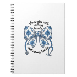 Nurse Floral Bow Stethoscope Vintage Engraving Des Notebook