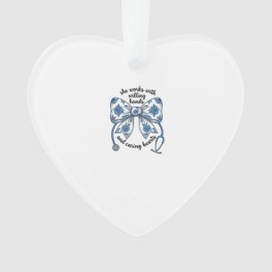 Nurse Floral Bow Stethoscope Vintage Engraving Des Ornament