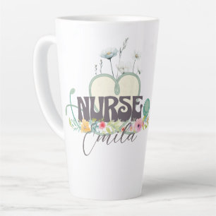 Nurse Floral Garden Your Name Latte Mug