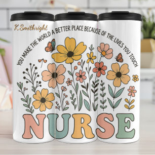 Nurse Floral Inspirational Quote Design Thermal Tumbler