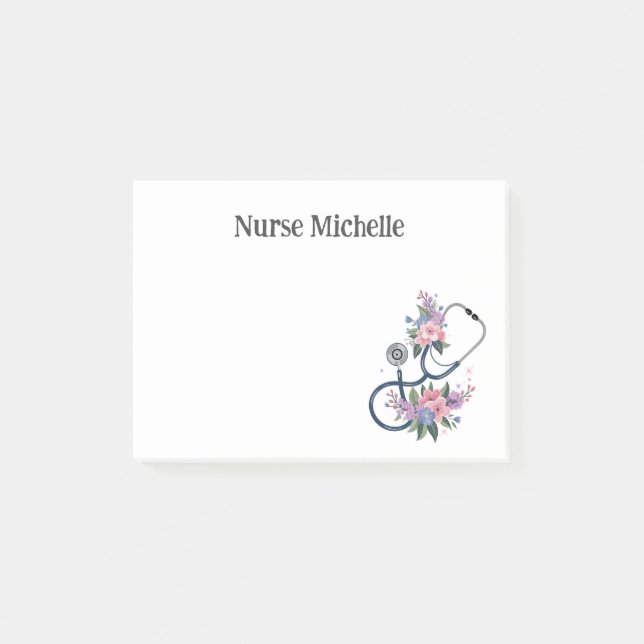 Nurse Floral Stethoscope Desk Notes Gift  (Front)