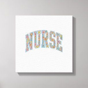 Nurse Floral Varsity Lettering Shirt Design_1 Canvas Print